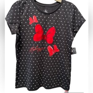 Disney Minnie Mouse Black and Red Short Sleeve Tee
